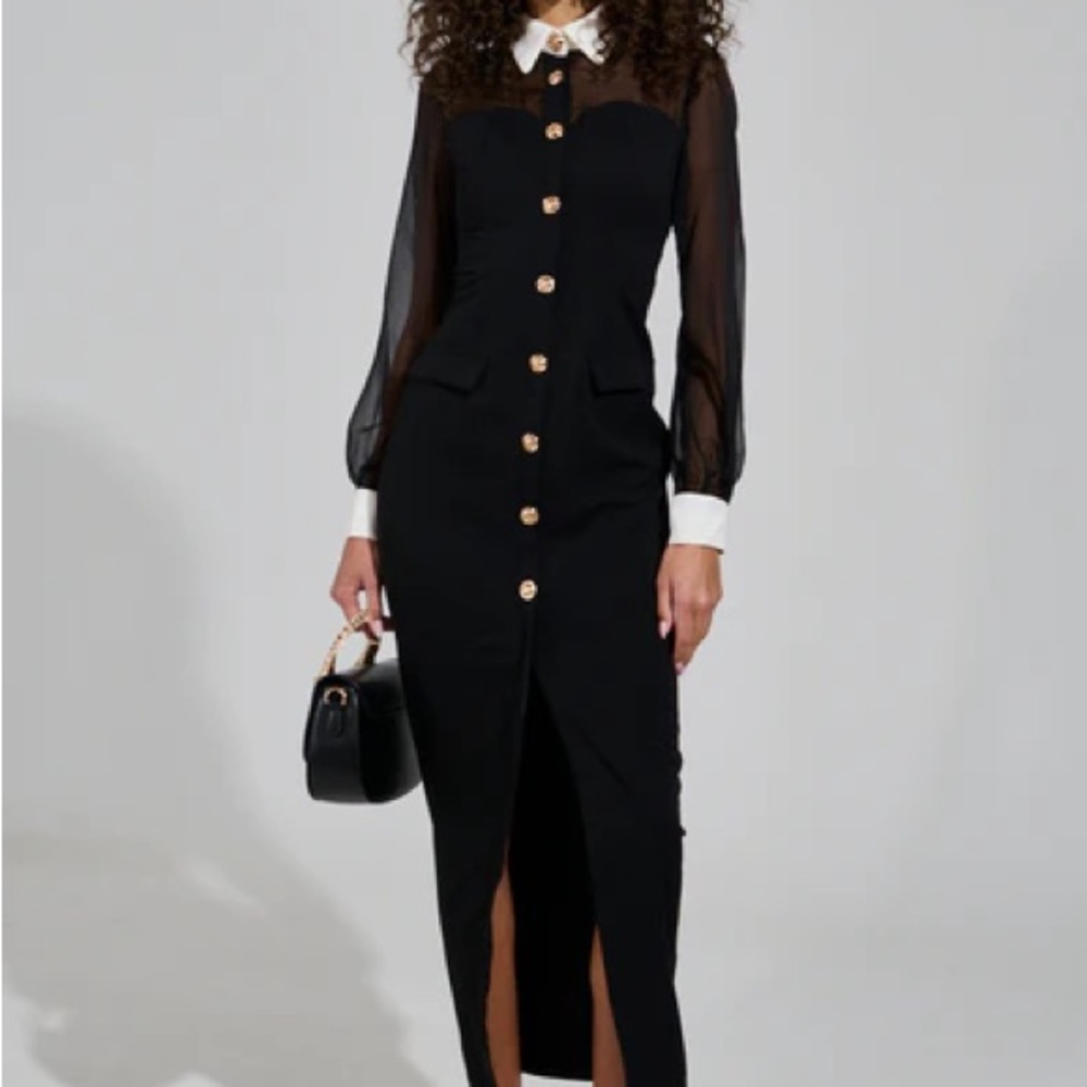 Akira Elegant Black Sheer Sleeve Dress